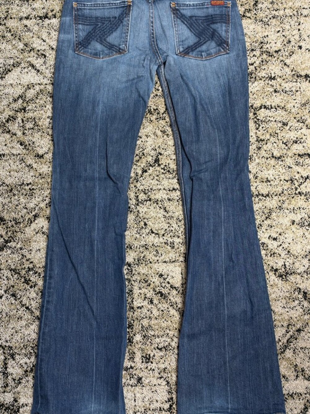7 For All Mankind Flynt Jeans Women 28 Blue Dark Wash Bootcut Embroidered - Picture 2 of 9